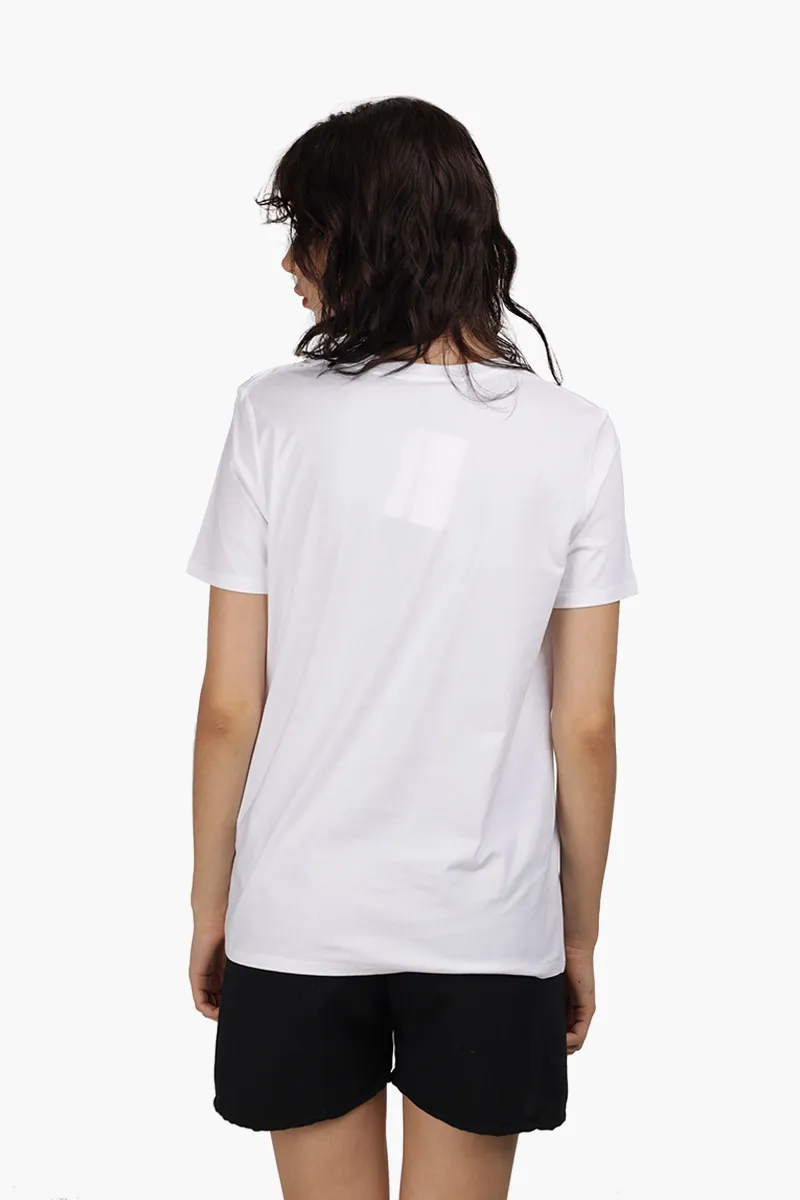 BALMAIN Women 3 Buttons Balmain Metallic Bold Logo T-Shirt in White/Gold 1