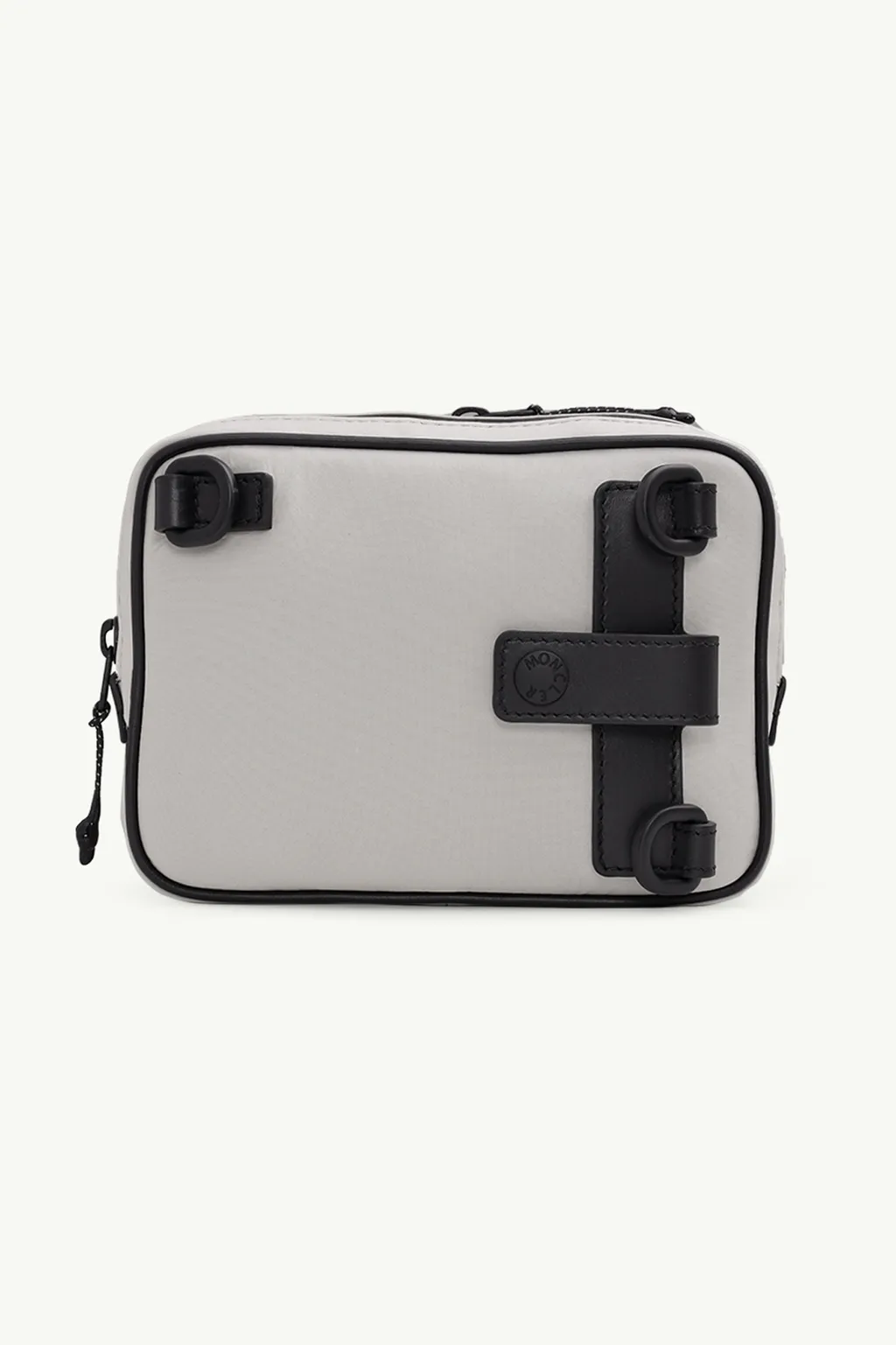 MONCLER Cut Cross Belt Bag in Grey with Logo Print 1