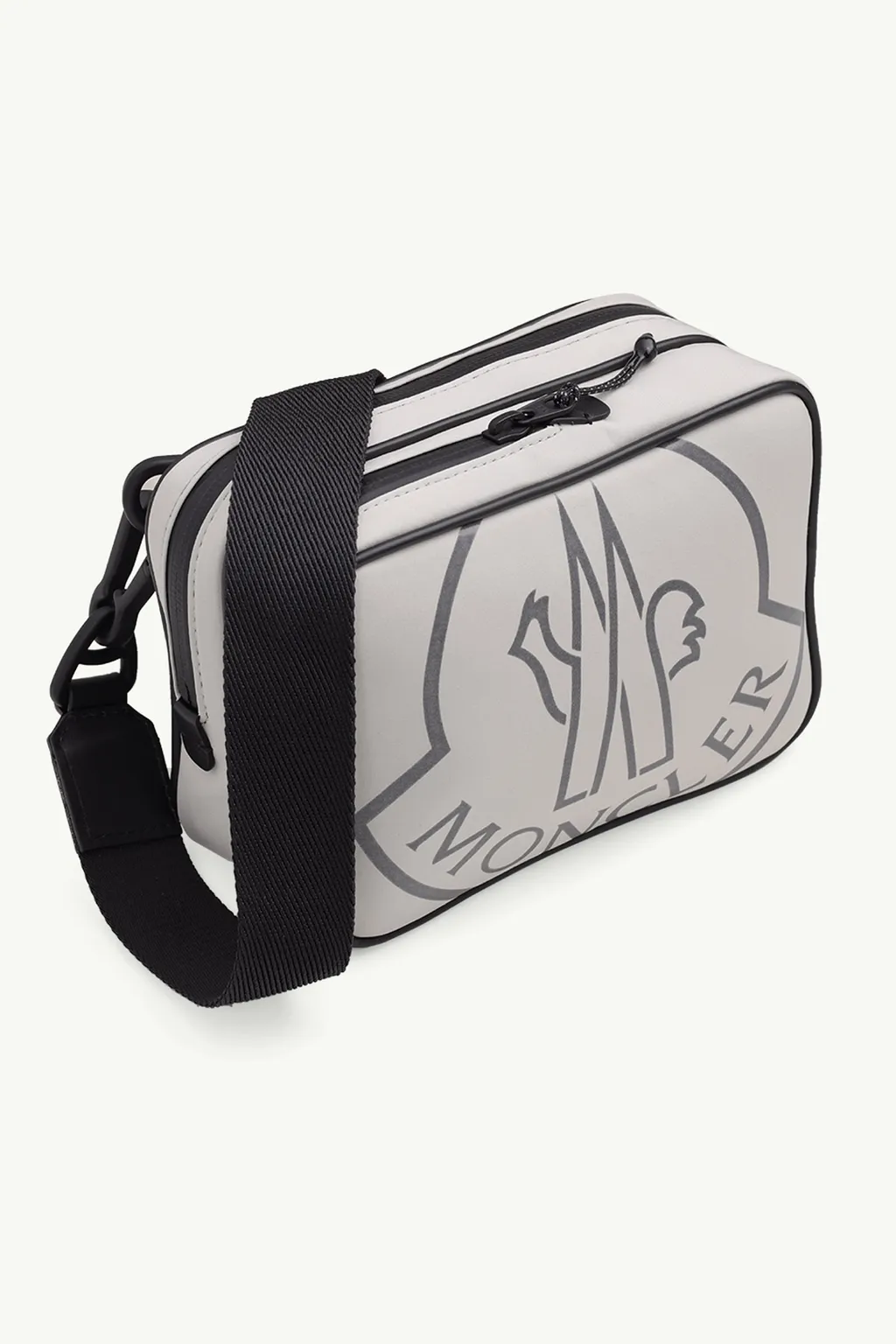 MONCLER Cut Cross Belt Bag in Grey with Logo Print 2