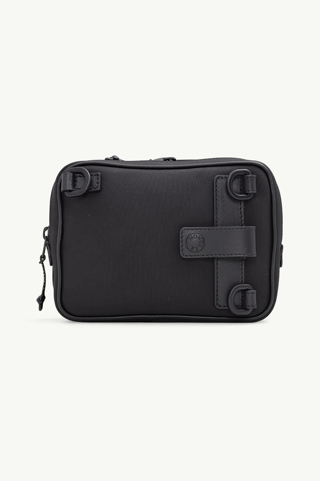 MONCLER Cut Cross Belt Bag in Black with Logo Print 1