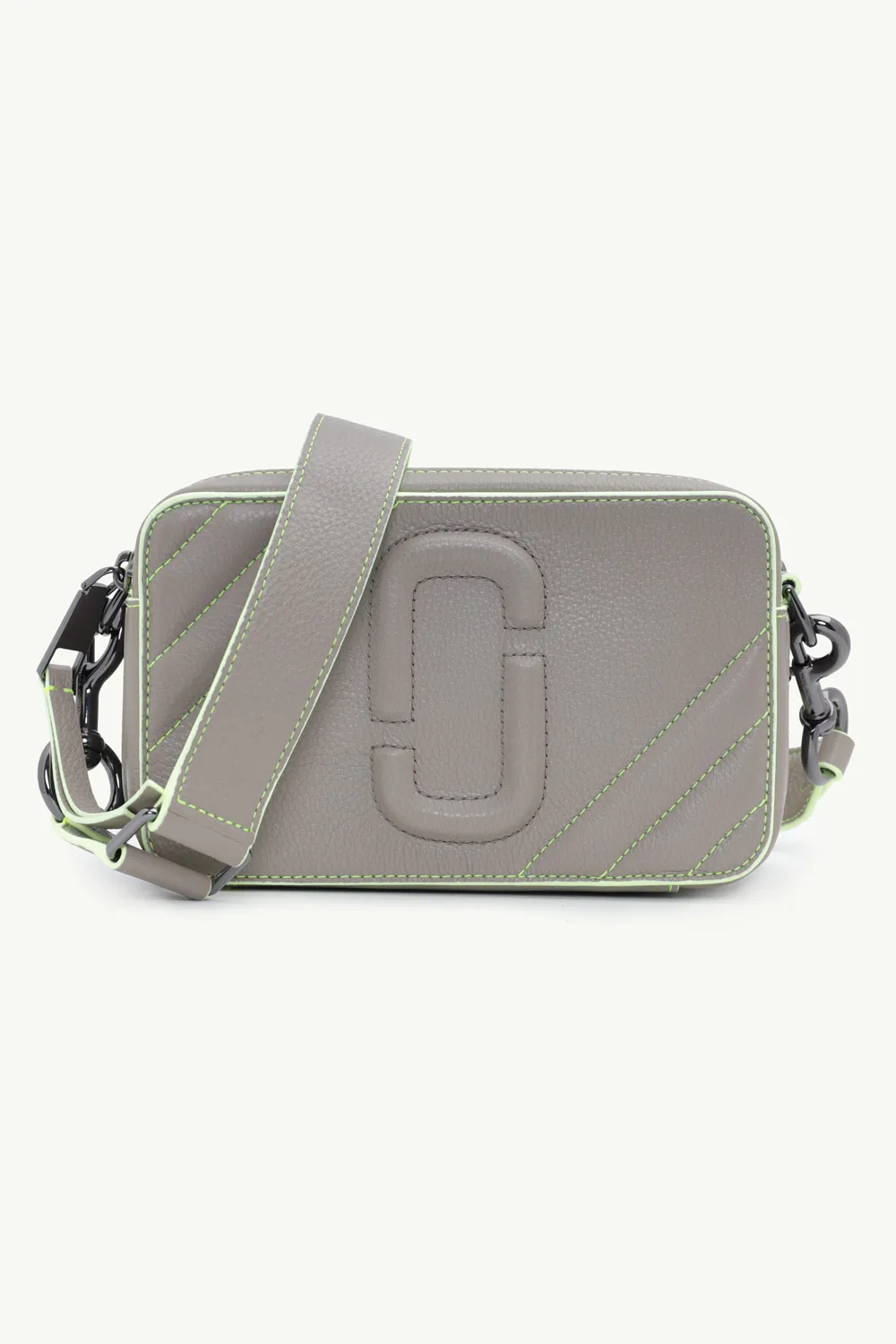 MARC JACOBS The Fluoro Moto Shot Camera Bag in Grey/Fluo Green 0