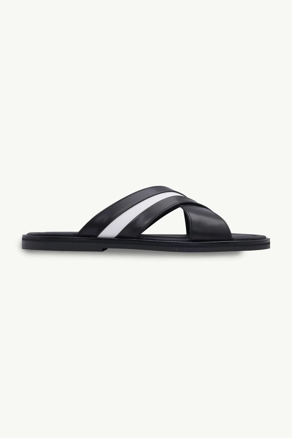 BALLY Men Jabil Crossover Sandals in Black with Stripe 0