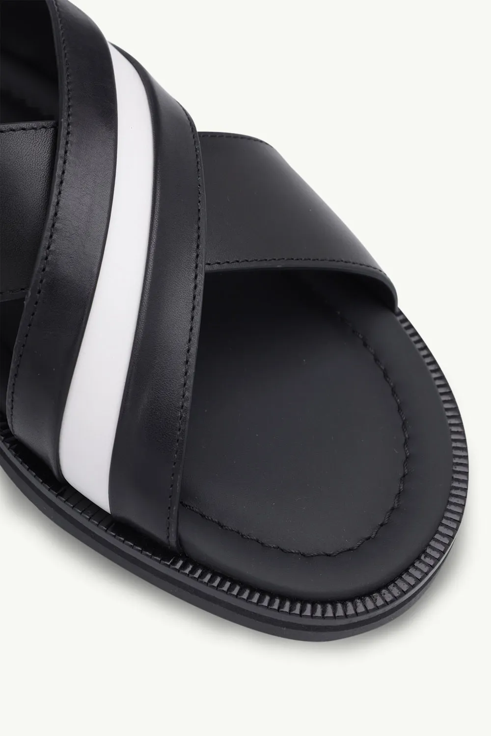 BALLY Men Jabil Crossover Sandals in Black with Stripe 4