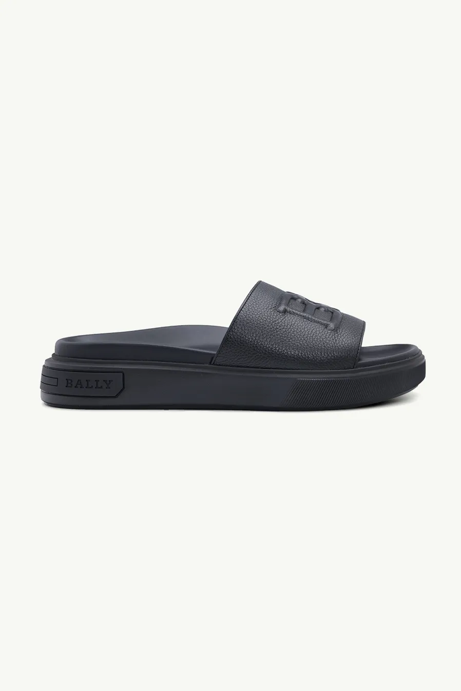 BALLY Men Jarmo Slides in Black Calf Grained 0