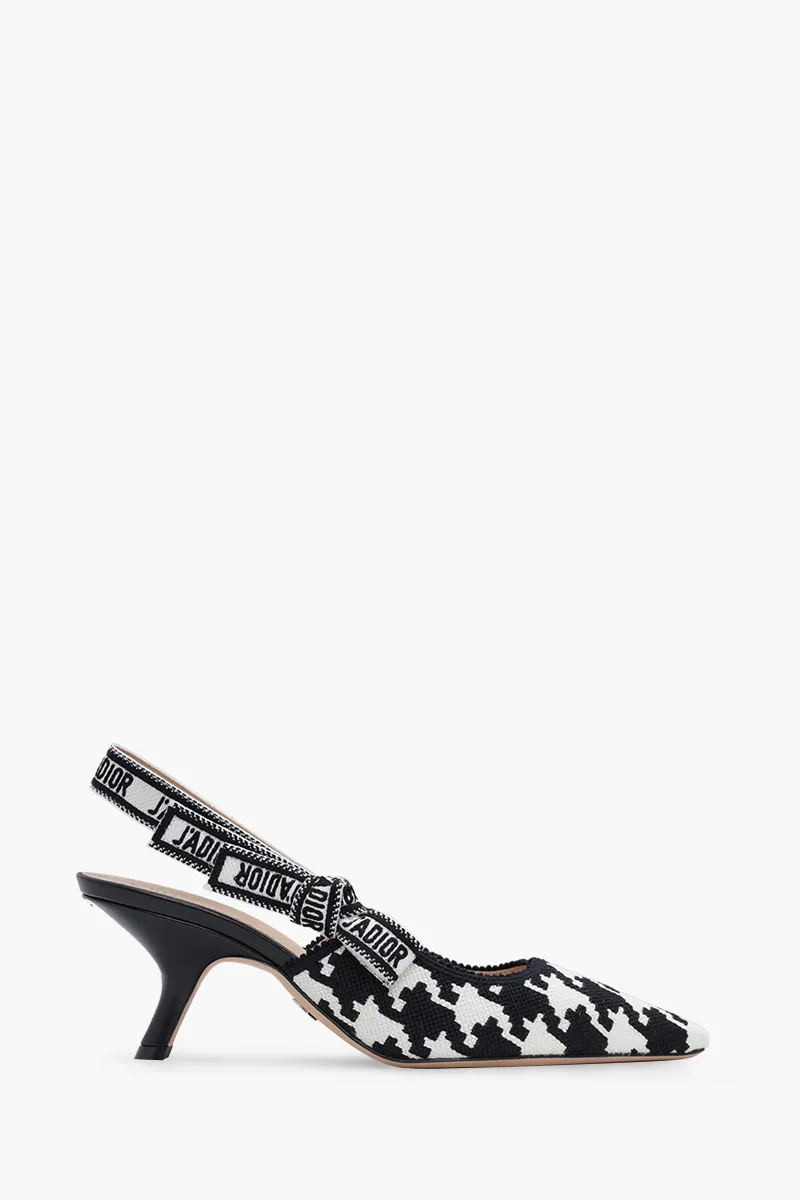 CHRISTIAN DIOR J'adior Slingback Pumps 65mm in Black/White with Macro Houndstooth Motif 0