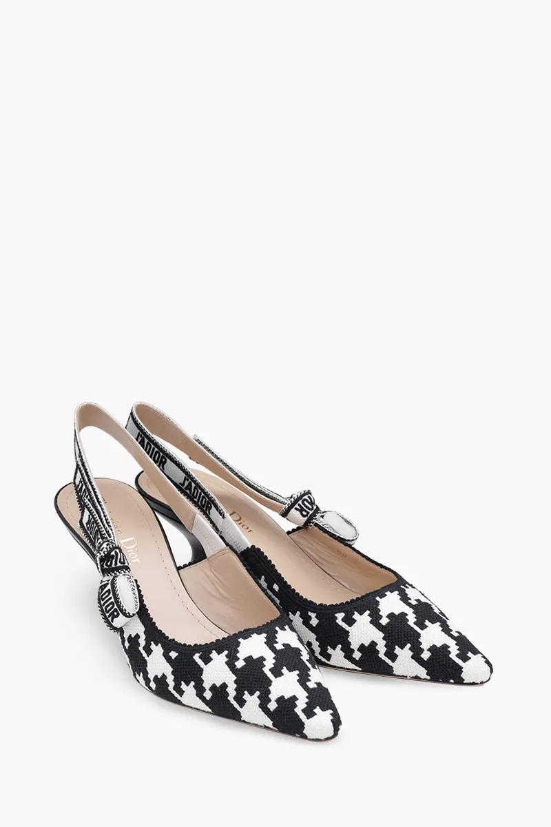 CHRISTIAN DIOR J'adior Slingback Pumps 65mm in Black/White with Macro Houndstooth Motif 1