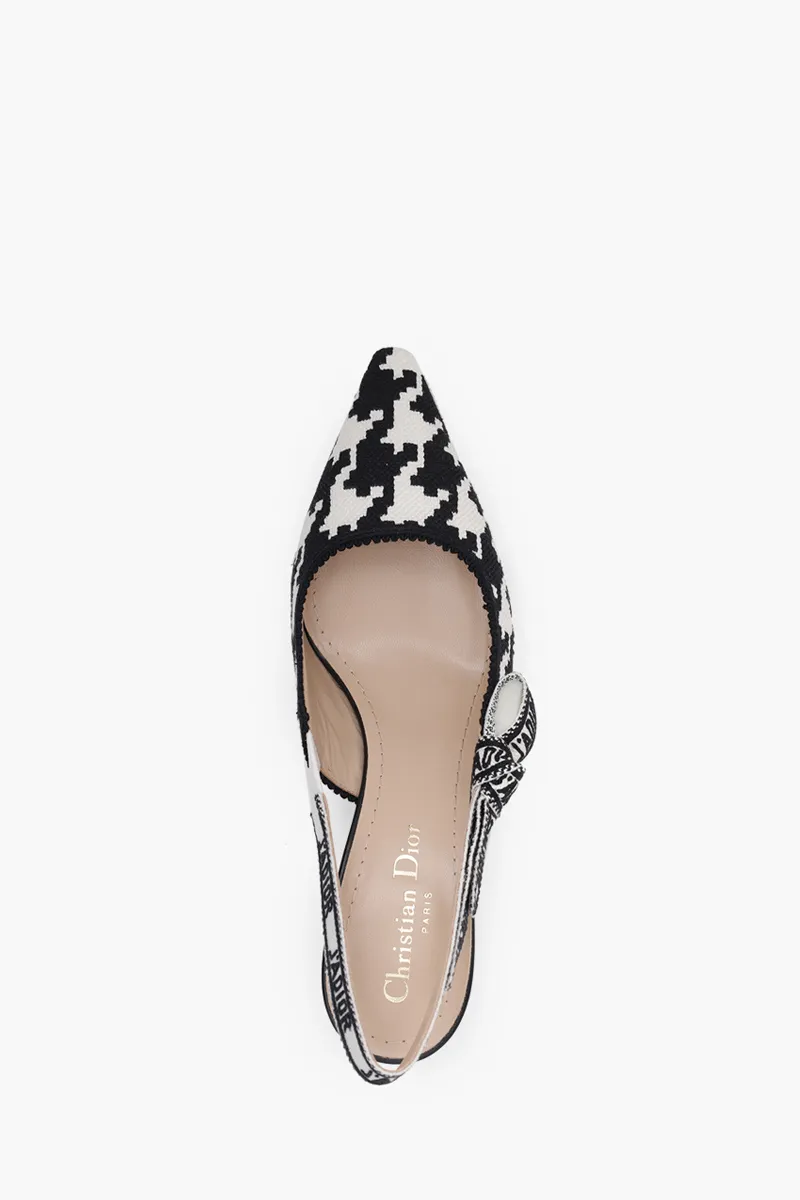CHRISTIAN DIOR J'adior Slingback Pumps 65mm in Black/White with Macro Houndstooth Motif 3