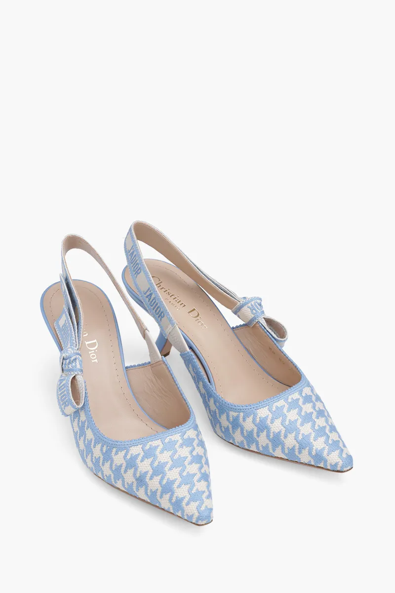 CHRISTIAN DIOR J'adior Slingback Pumps 65mm in Cornflower Blue with Micro Houndstooth Motif 1