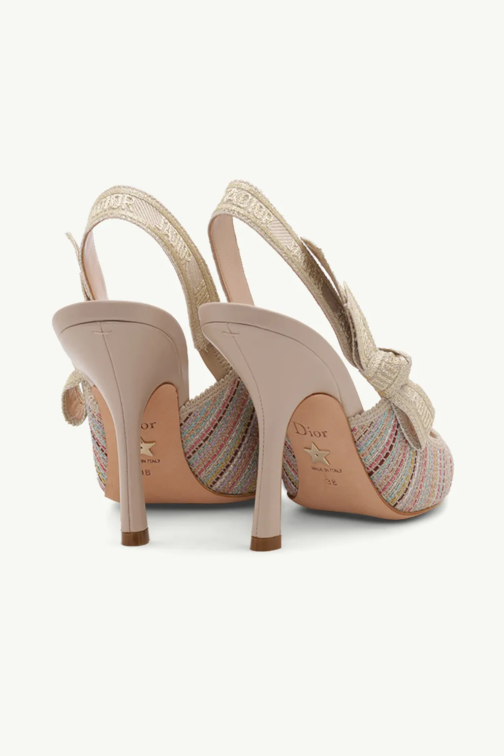 CHRISTIAN DIOR J'adior Slingback Pumps 100mm in Multicolor/Gold Metallic Thread Embroidered Cotton 2