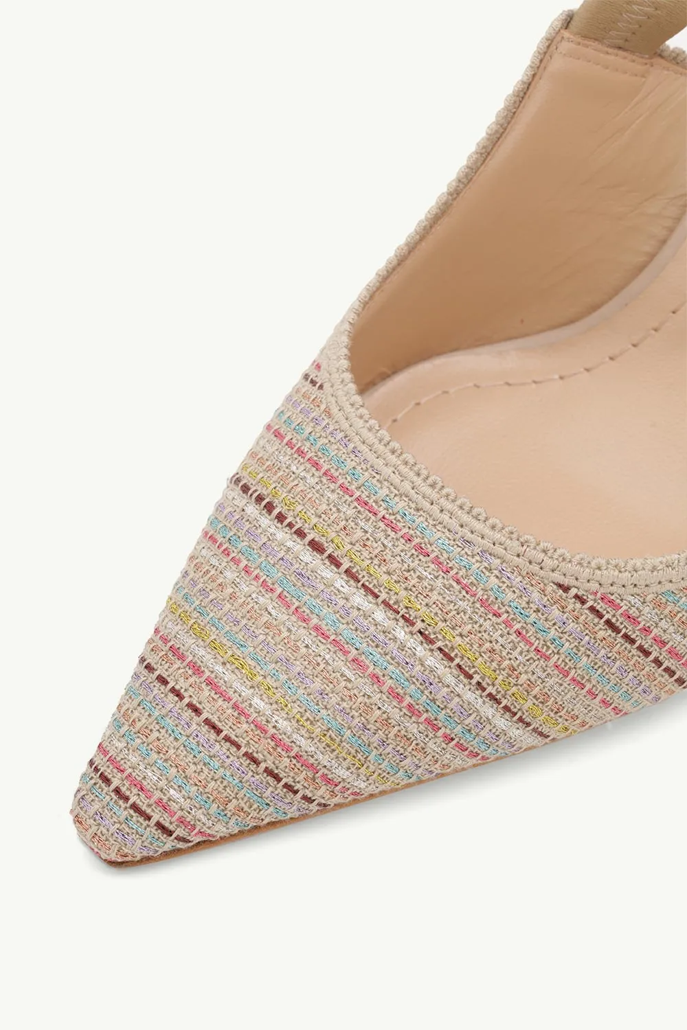 CHRISTIAN DIOR J'adior Slingback Pumps 100mm in Multicolor/Gold Metallic Thread Embroidered Cotton 4
