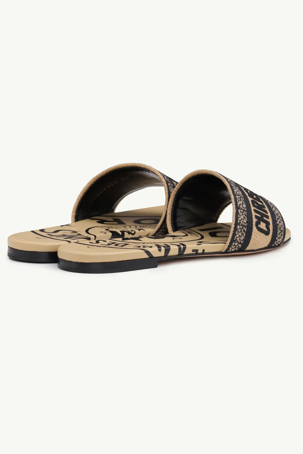 CHRISTIAN DIOR Dway Jute Canvas Embroidered Mules in Beige with Dior Union Motif 2