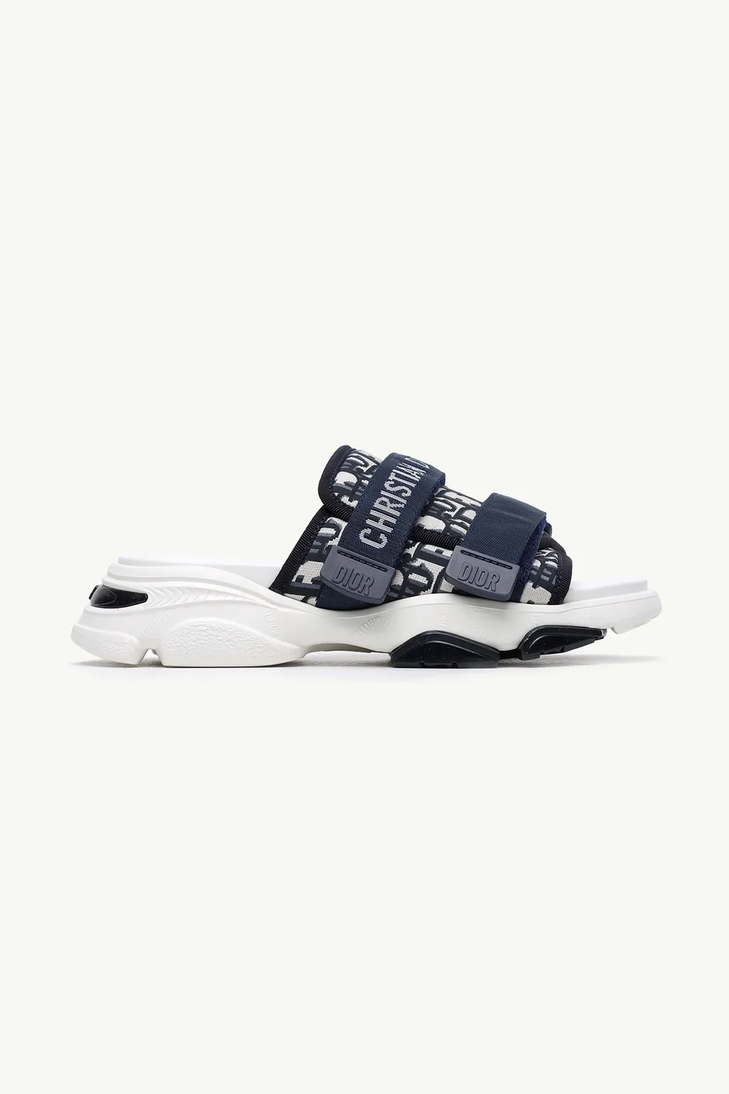 CHRISTIAN DIOR D-Wander Oblique Slide Sandals in Deep Blue Multicolor Technical Fabric 0