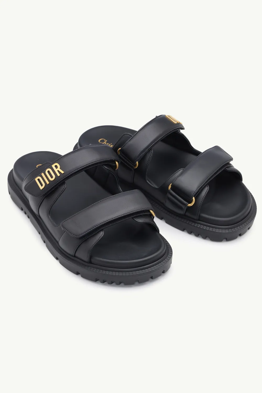 CHRISTIAN DIOR DiorAct Slide Sandals in Black Lambskin 1