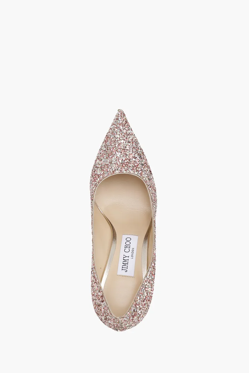 JIMMY CHOO Love Pumps 85mm in Rose Mix Coarse Glitter 2