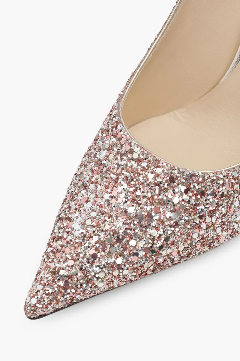 JIMMY CHOO Love Pumps 85mm in Rose Mix Coarse Glitter 3