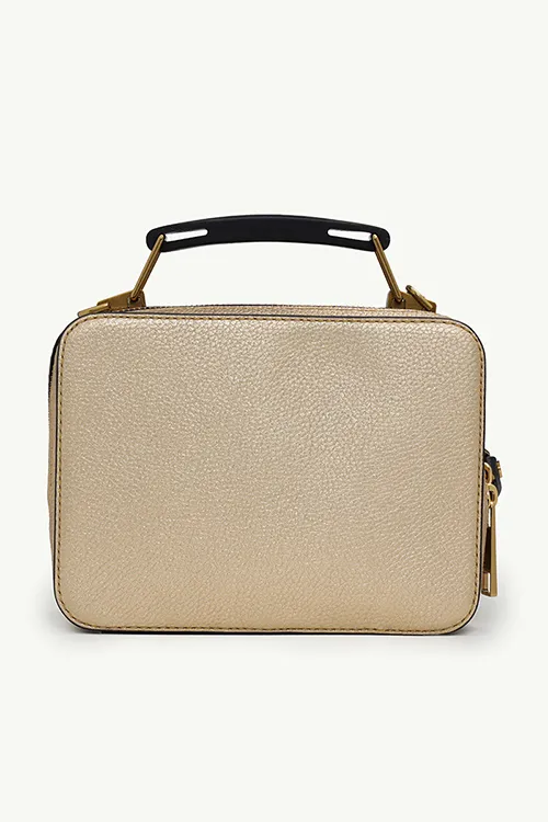 MARC JACOBS Mini The Textured Metallic Box Shoulder Bag in Gold 1