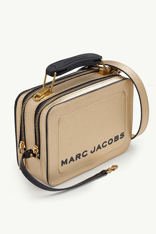 MARC JACOBS Mini The Textured Metallic Box Shoulder Bag in Gold 2