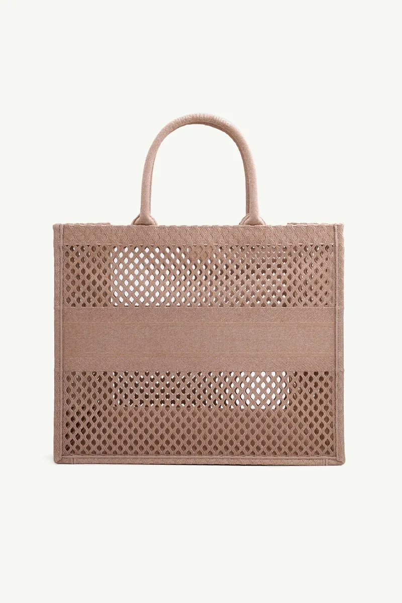 CHRISTIAN DIOR Dior Tote Bag in Clay-Colored Mesh Embroidery 1