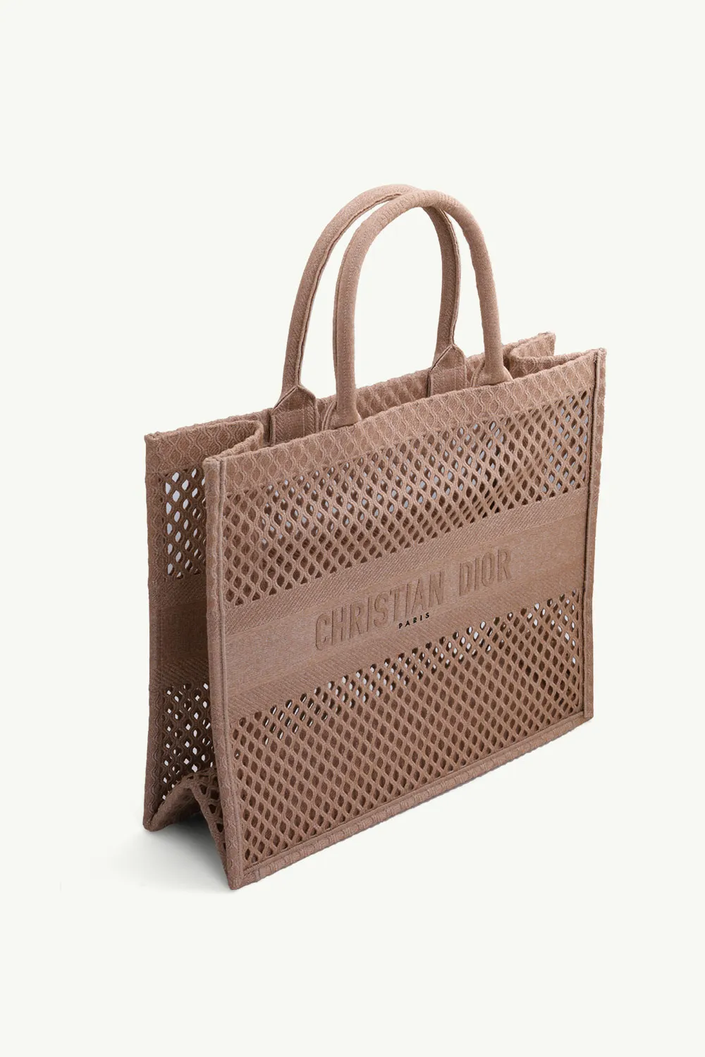 CHRISTIAN DIOR Dior Tote Bag in Clay-Colored Mesh Embroidery 2