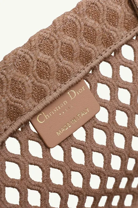 CHRISTIAN DIOR Dior Tote Bag in Clay-Colored Mesh Embroidery 3