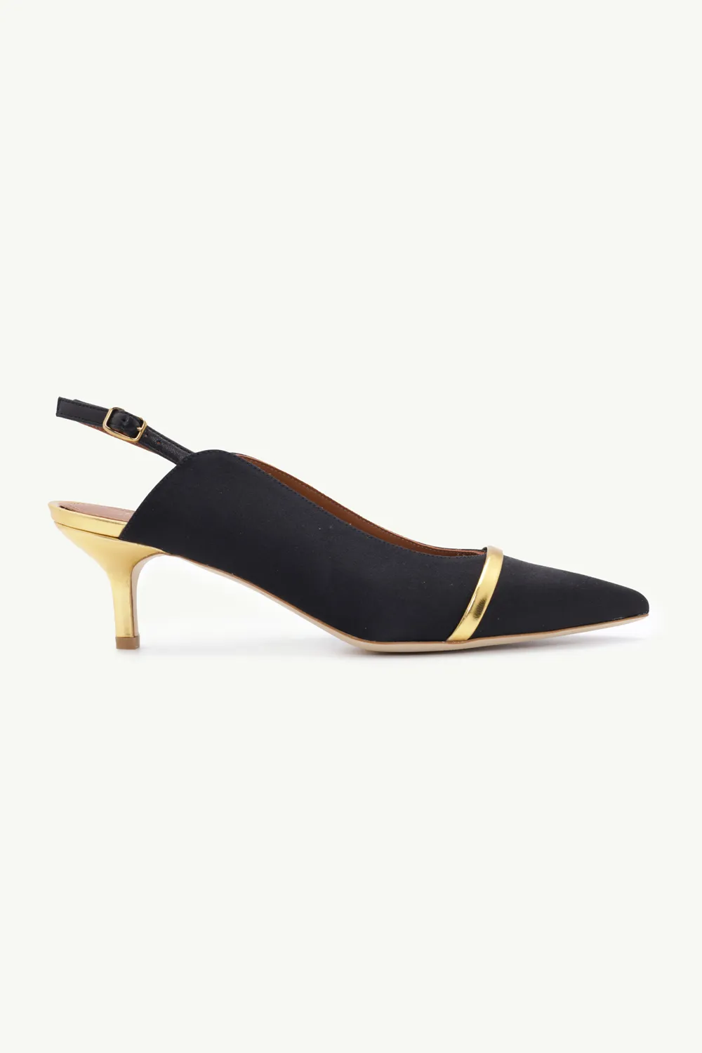 MALONE SOULIERS Marion Pumps 45mm in Black Satin/Gold 0