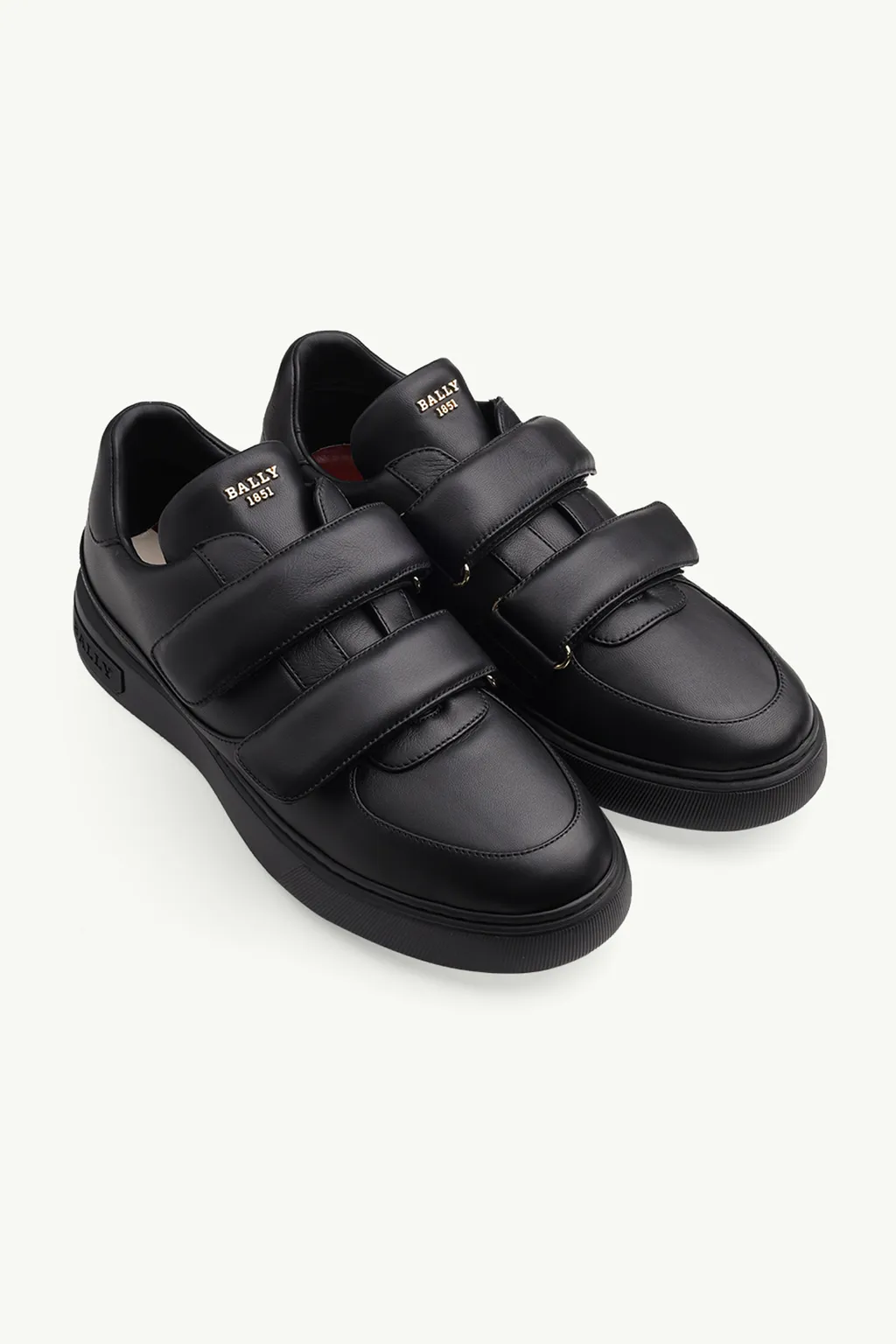 BALLY Men Maylor Velcro Strap Sneakers in Black Padded Leather 1