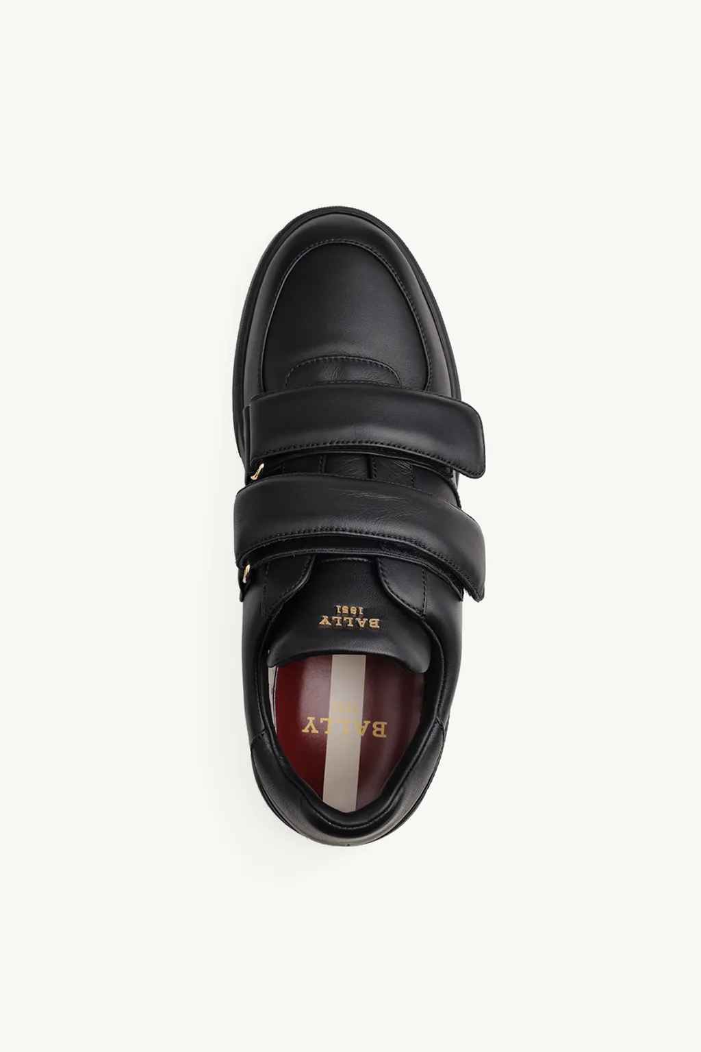 BALLY Men Maylor Velcro Strap Sneakers in Black Padded Leather 3