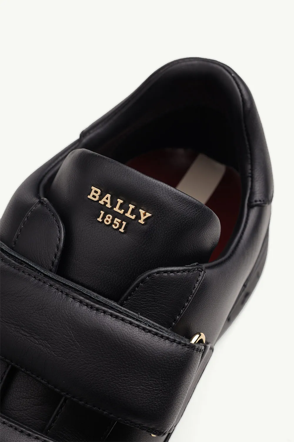BALLY Men Maylor Velcro Strap Sneakers in Black Padded Leather 4