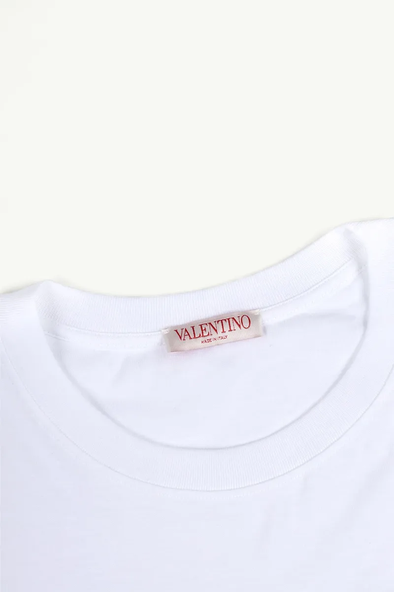 VALENTINO Men Logo Print T-Shirt in White/Black 3