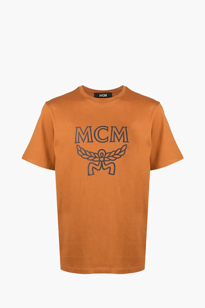 MCM Men Crew Neck T-Shirt in Pecan Cotton 0