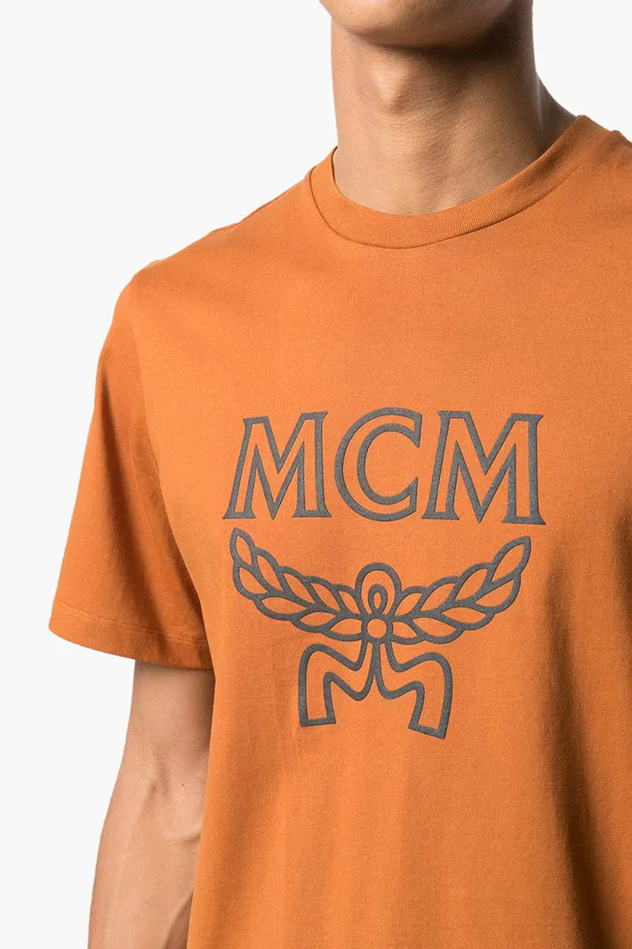 MCM Men Crew Neck T-Shirt in Pecan Cotton 3