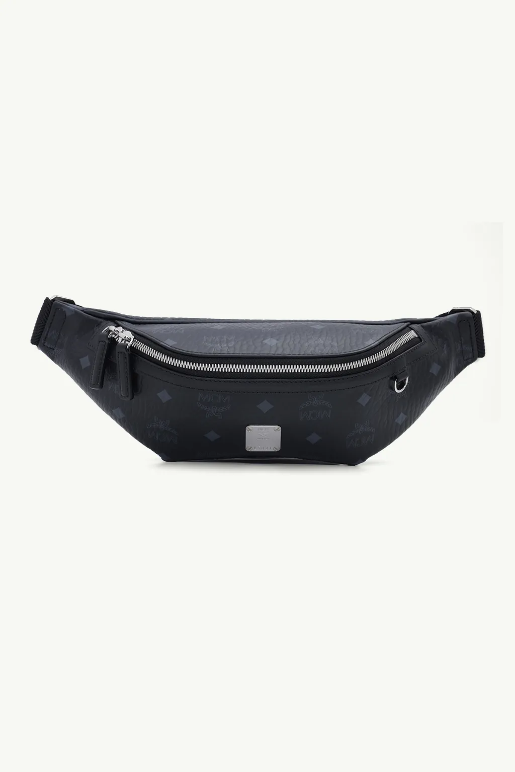 MCM Small Fursten Belt Bag in Black with D ring Detail at Side 0