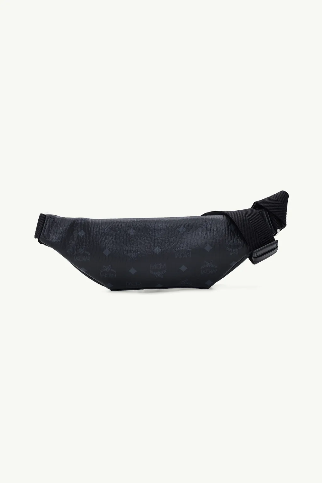 MCM Small Fursten Belt Bag in Black with D ring Detail at Side 1