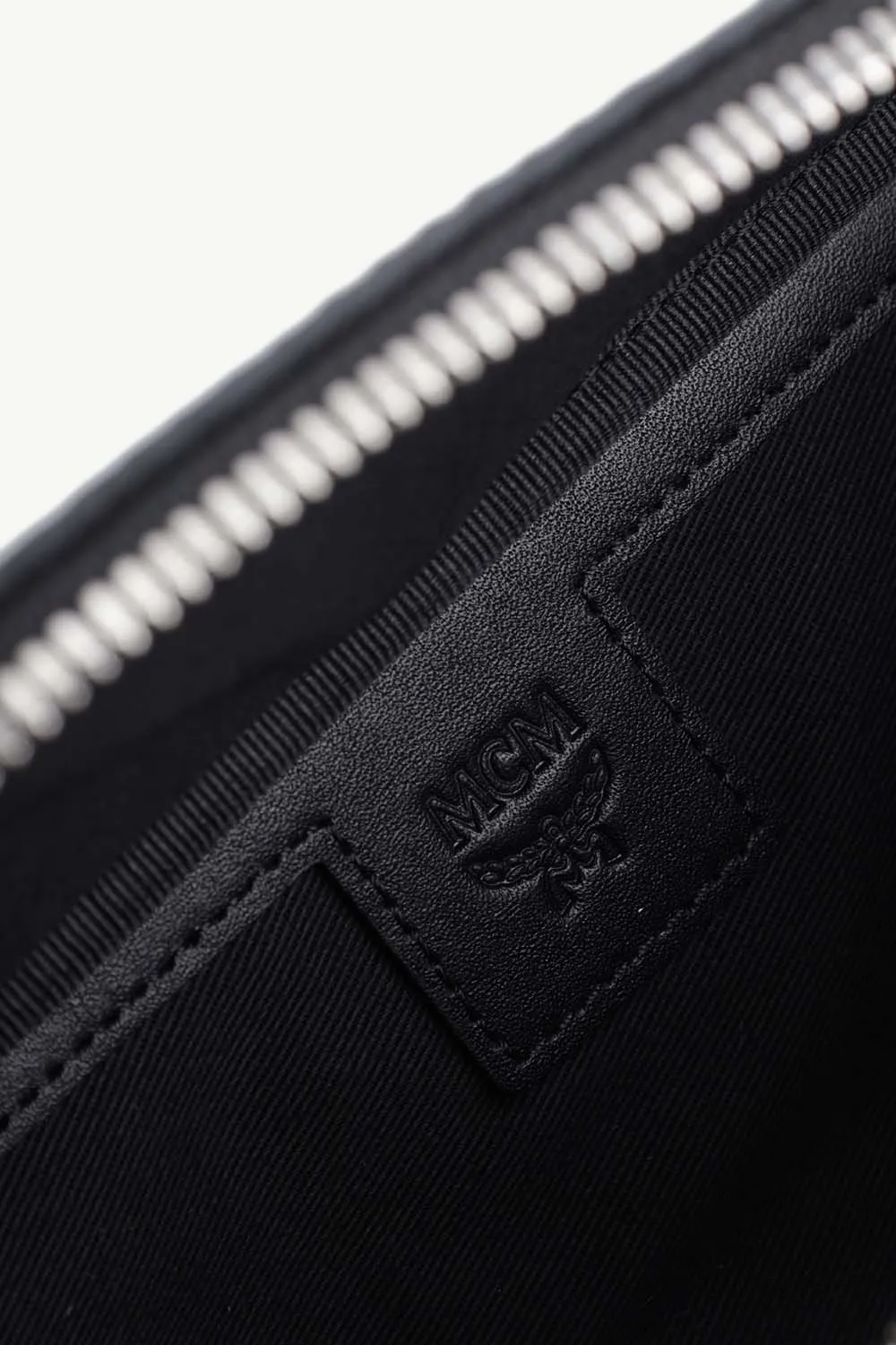 MCM Small Fursten Belt Bag in Black with D ring Detail at Side 3
