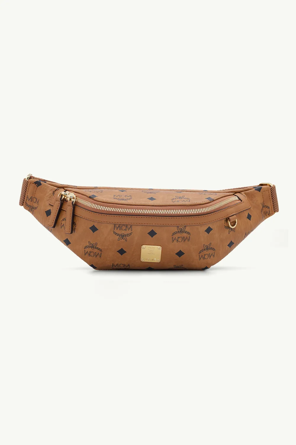 MCM Small Fursten Belt Bag in Cognac with D ring Detail at Side 0