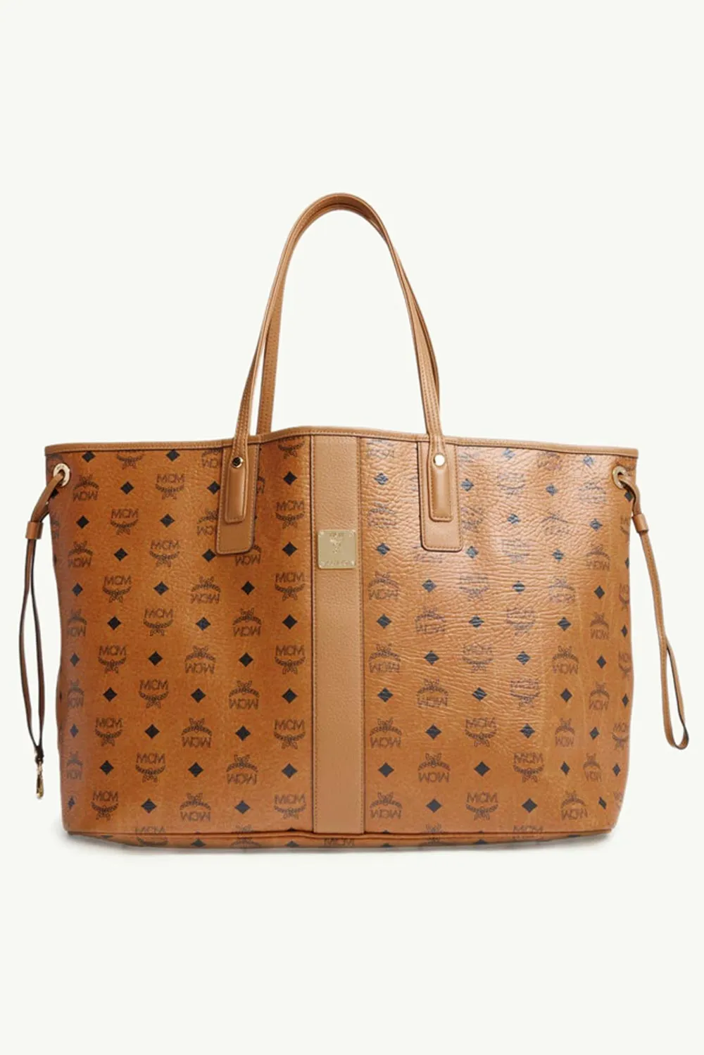 MCM Large Liz Reversible Shopper Tote Bag in Cognac with Pouch 0