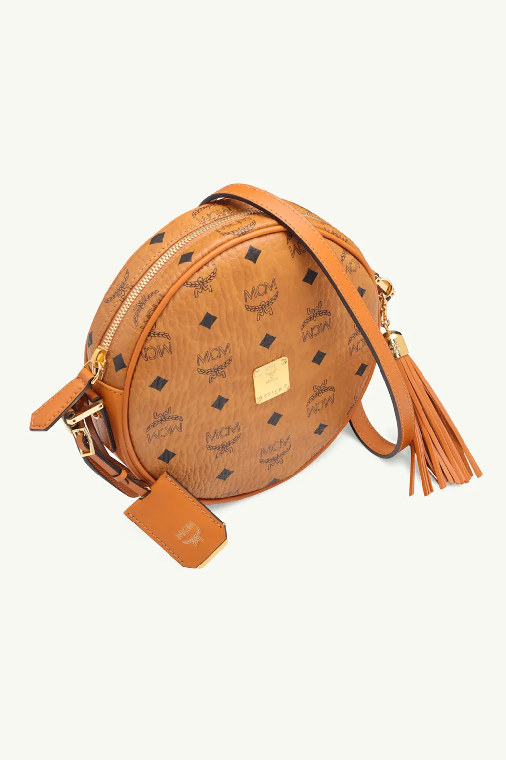 MCM Mini Essential Dome Circle Bag in Cognac 2