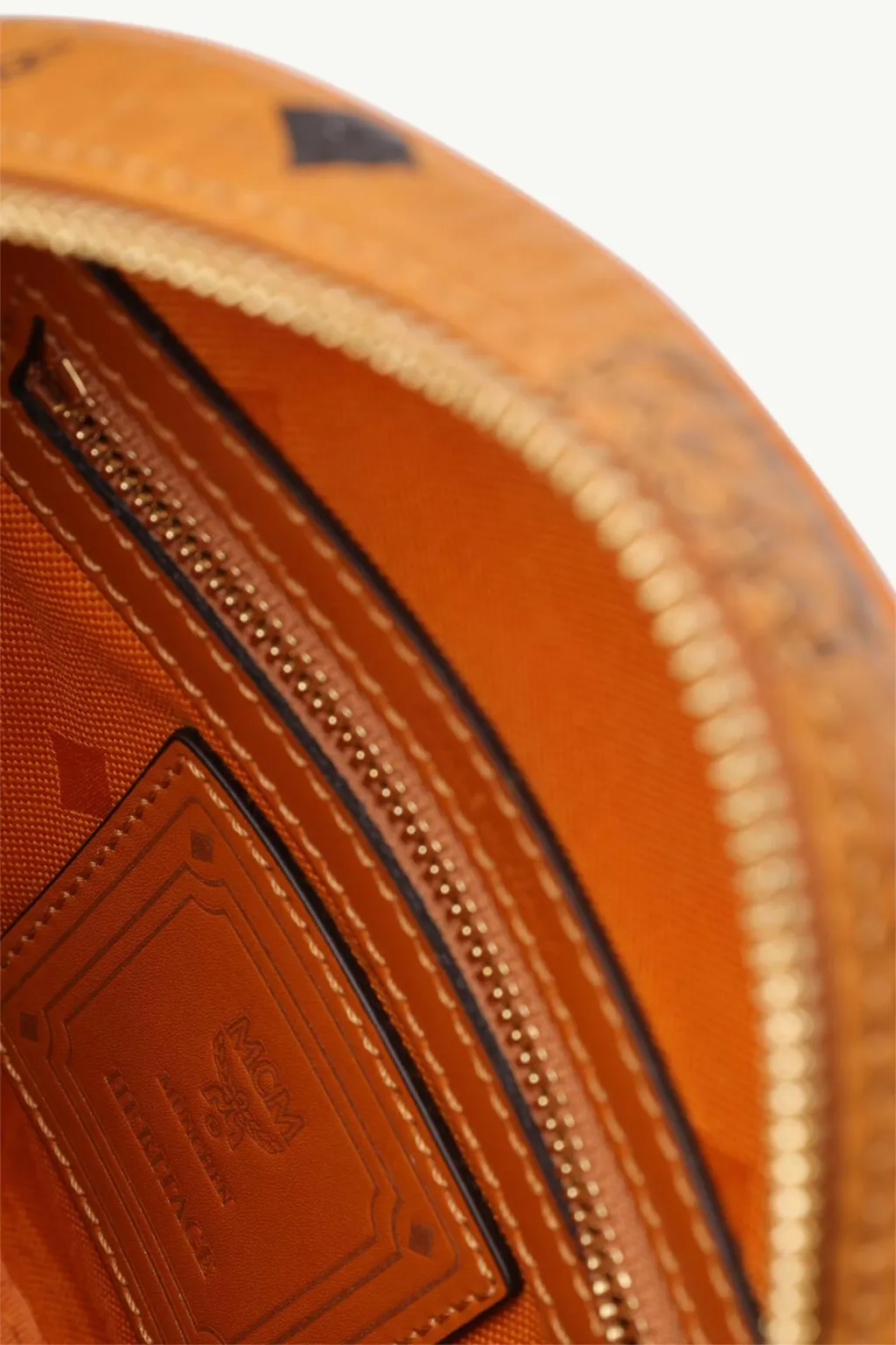 MCM Mini Essential Dome Circle Bag in Cognac 3