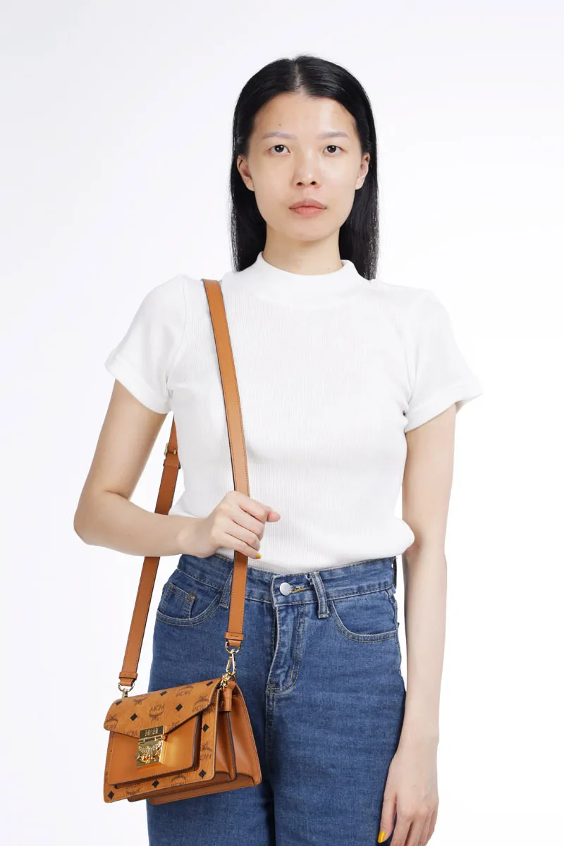 MCM Mini Tracy Crossbody Bag in Cognac 4