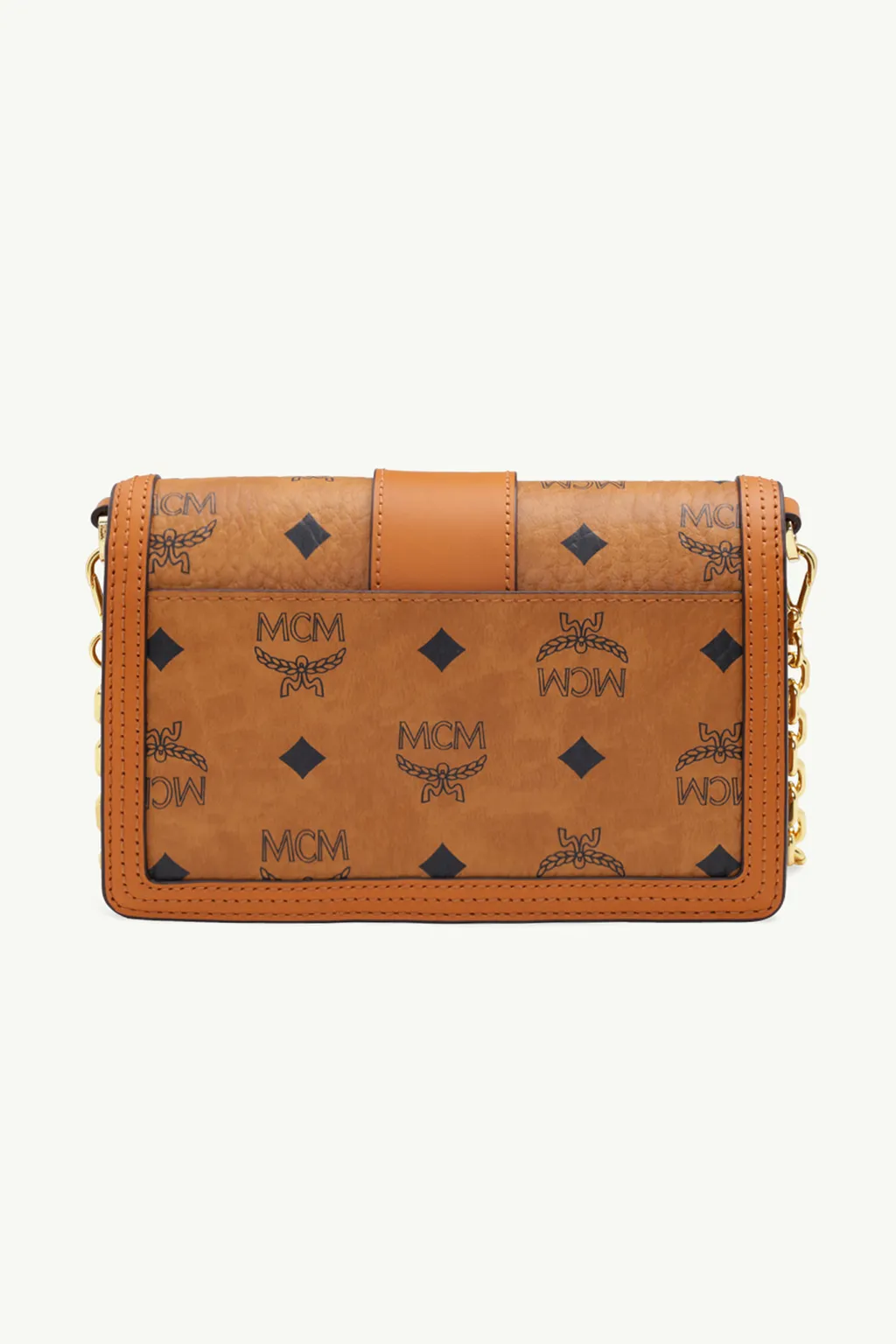 MCM Mini Tracy Chain Crossbody Bag in Cognac Visetos x Vachetta Leather 1