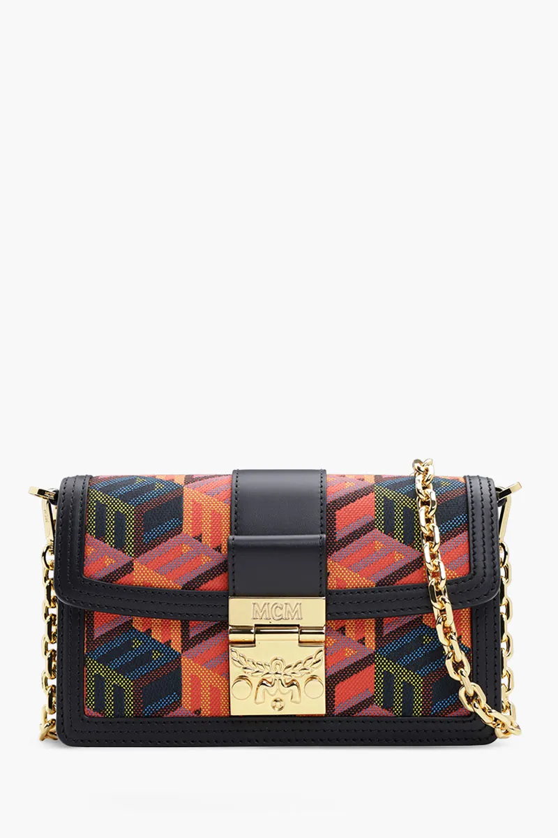 MCM Mini Tracy Crossbody Bag in Black Multicolor with Cubic Monogram 0