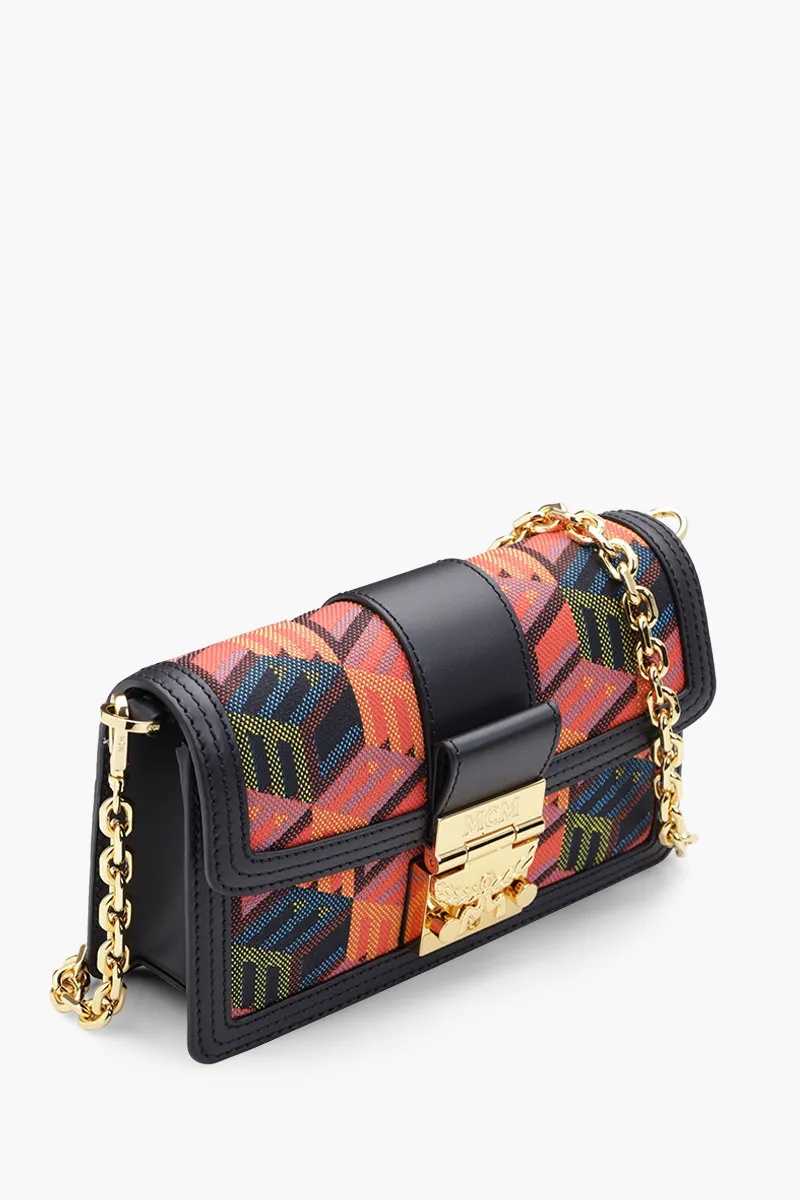 MCM Mini Tracy Crossbody Bag in Black Multicolor with Cubic Monogram 2