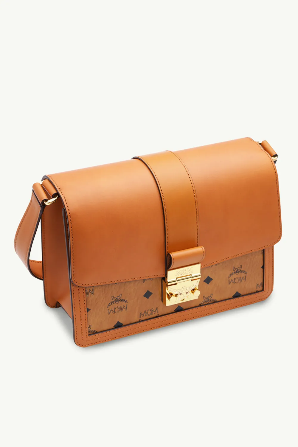 MCM Medium Tracy Flap Shoulder Bag in Cognac Mix Leather 2