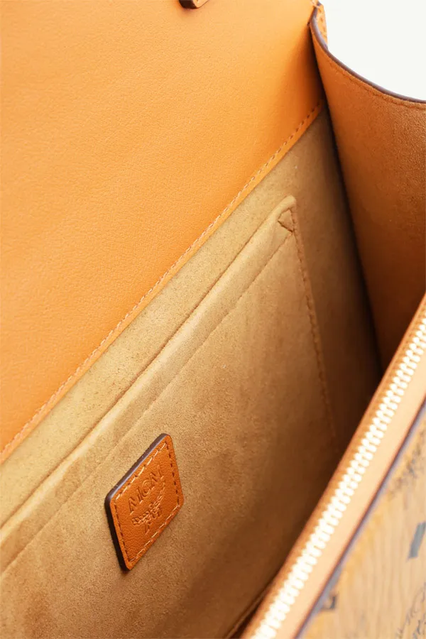MCM Medium Tracy Flap Shoulder Bag in Cognac Mix Leather 3