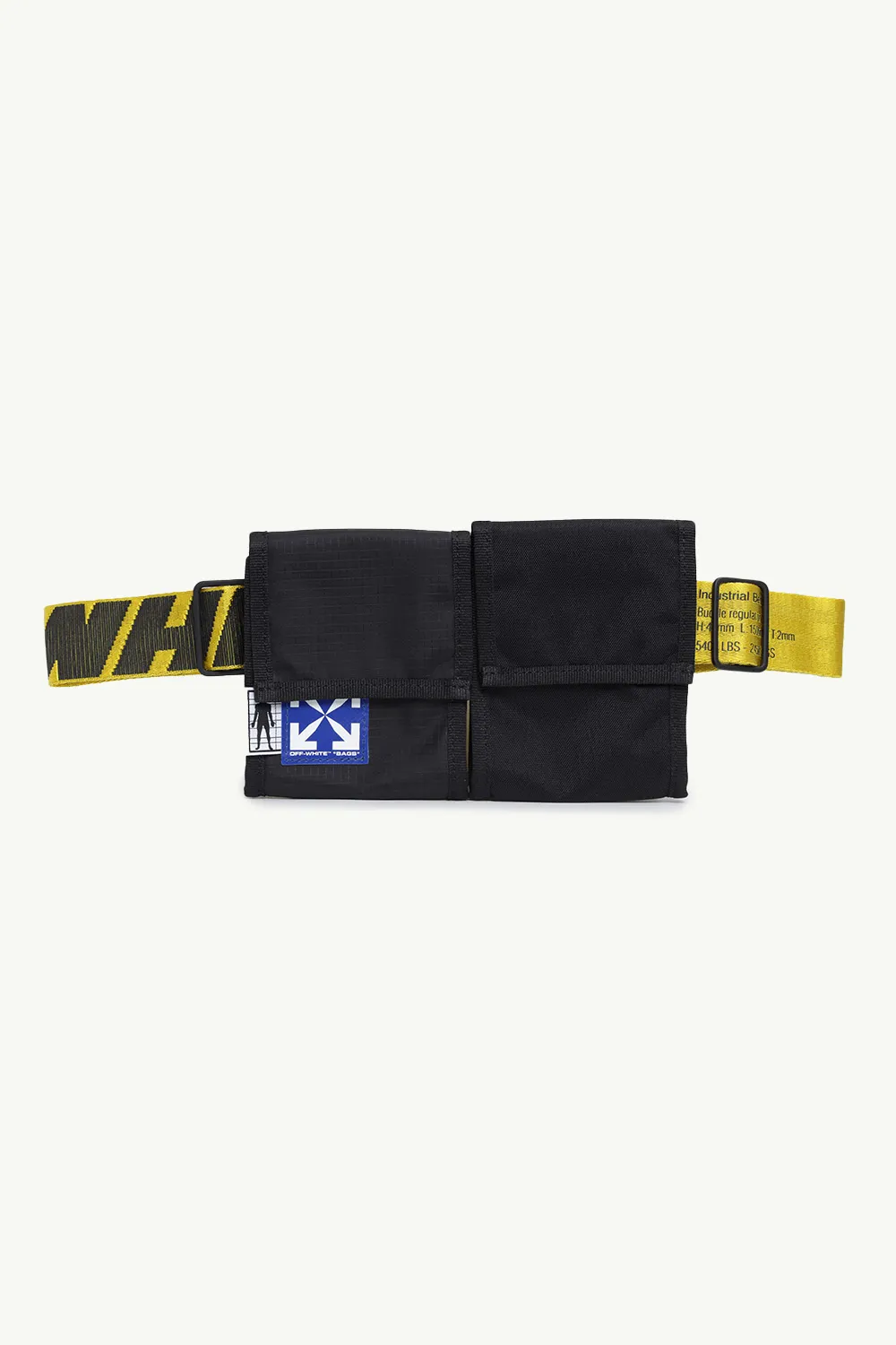 OFF WHITE Men 2 Pockets in Black with Yellow Industrial Belt Strap 0