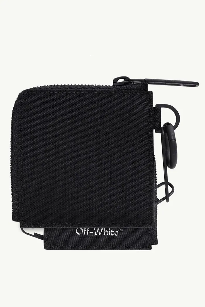 OFF WHITE Zip Around Chain Wallet in Black with Logo 1