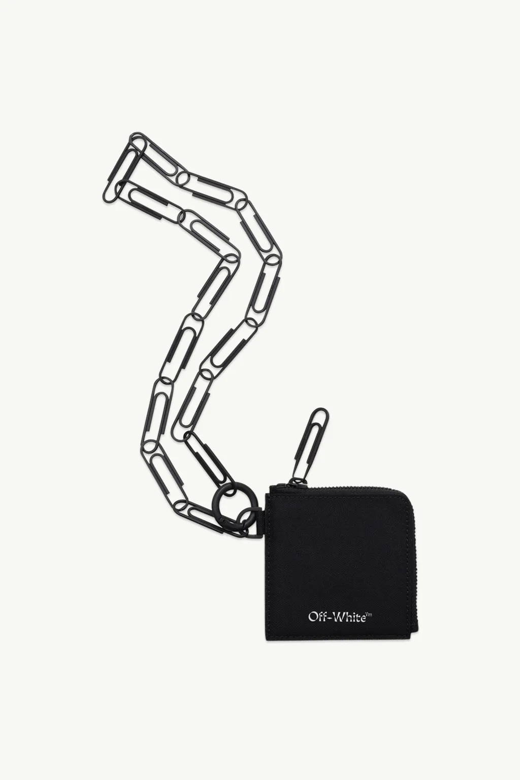 OFF WHITE Zip Around Chain Wallet in Black with Logo 2