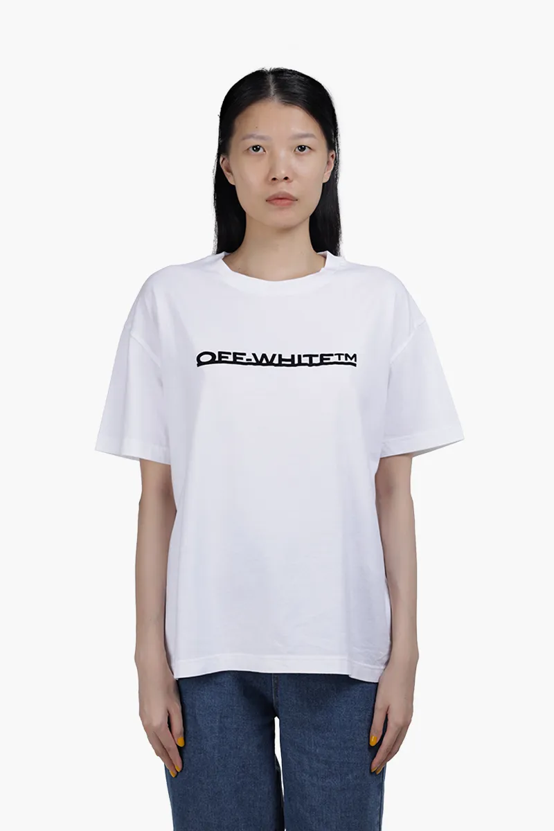 OFF WHITE Women Underlined Logo Print T-Shirt in White/Black 0