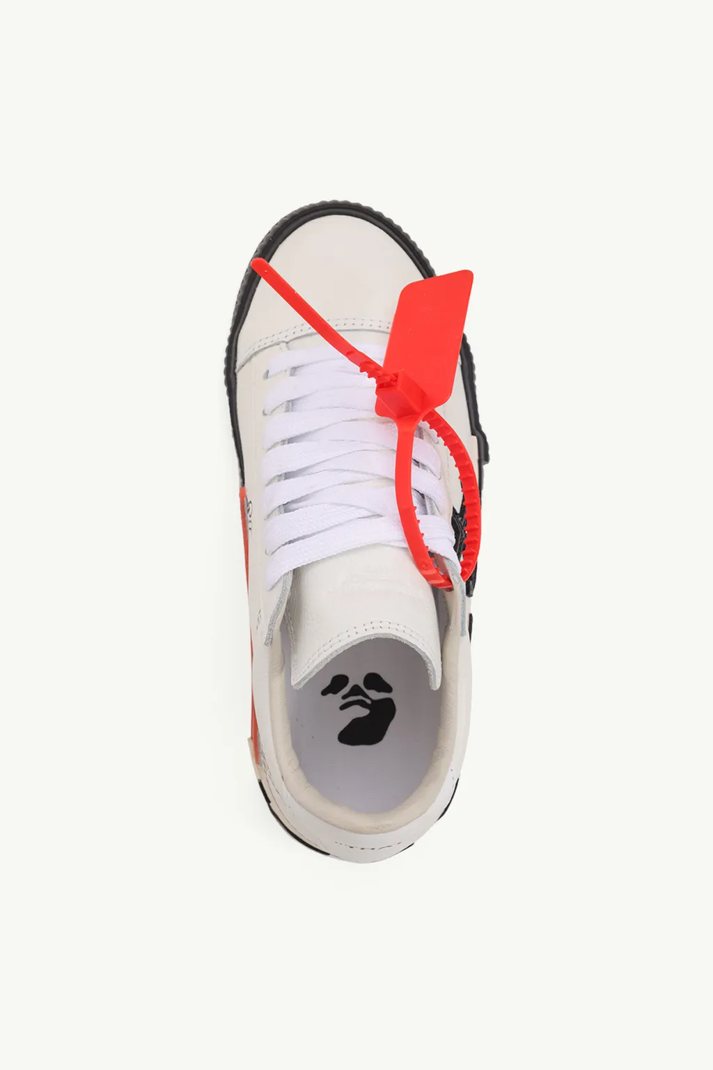 OFF WHITE Women Vulcanized Low Top Sneakers in White/Black Leather with Logos 3