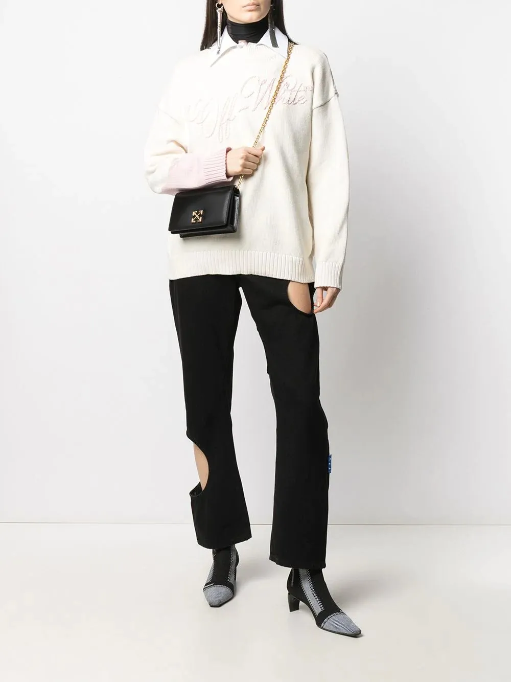 OFF WHITE 0.5 Twist Jitney Chain Shoulder Bag in Black GHW 4